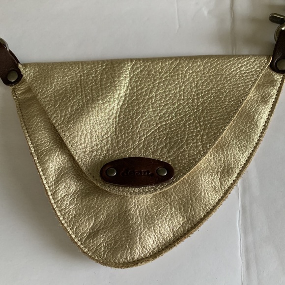 dean. Handbags - dean. Hip Pouch Crossbody Gold leather bag with Harness Leather straps